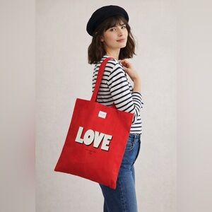Sezane Red LOVE Tote Bag